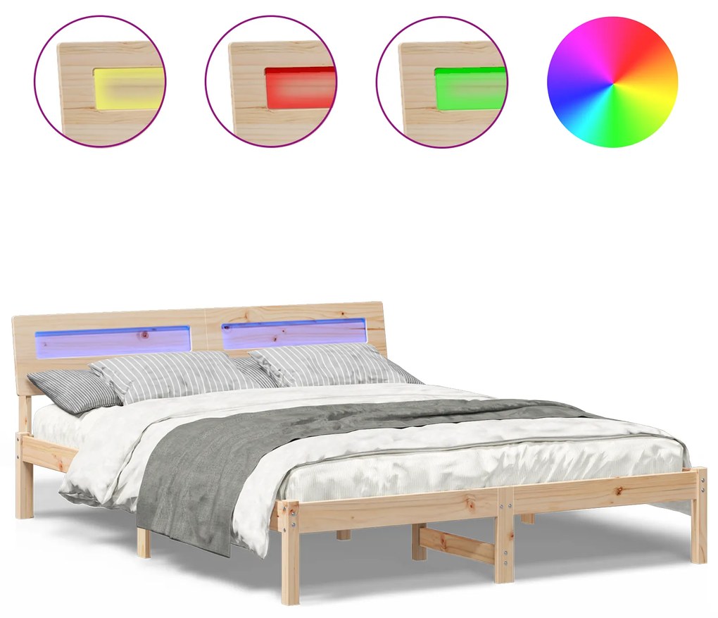 vidaXL Σκελετός Κρεβατιού Καφέ 160 x 200 cm Συμπαγές ξύλο πεύκου