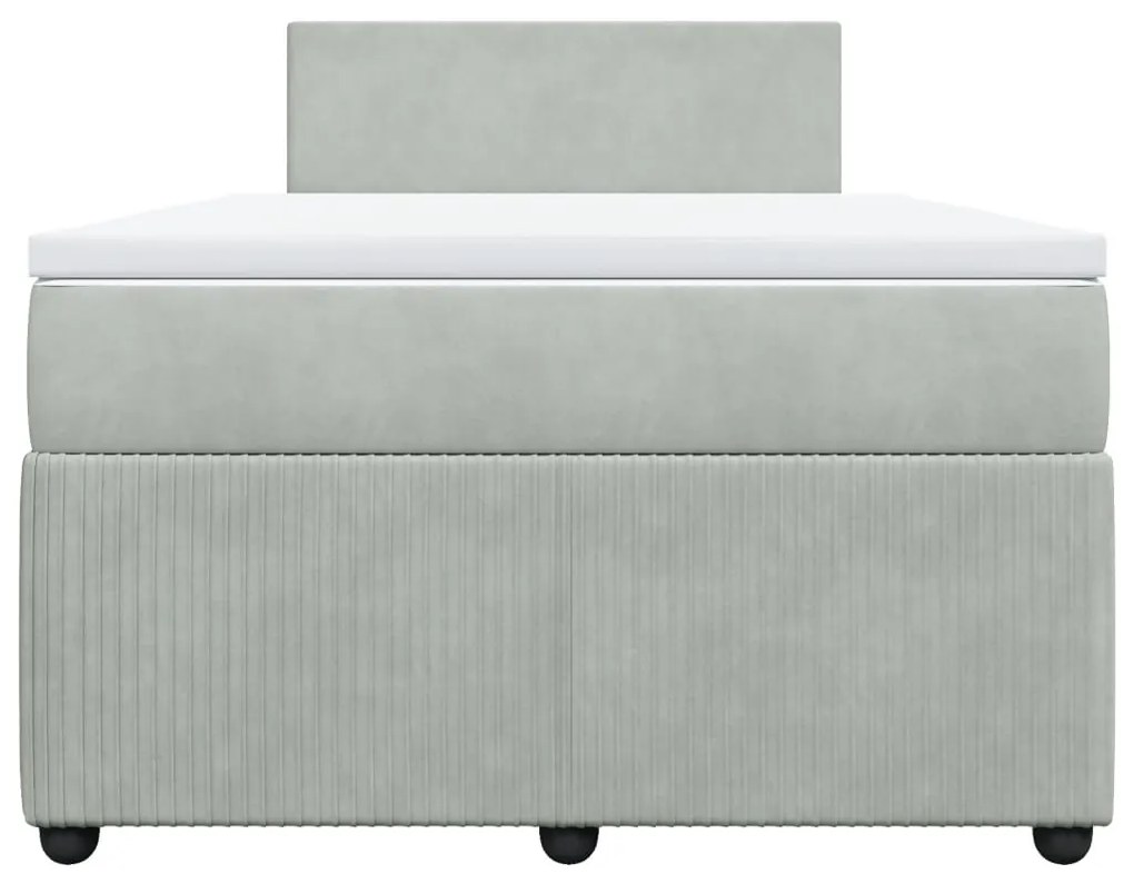 vidaXL Κρεβάτι Boxspring με Στρώμα Ανοιχτό Γκρι 120x190 εκ. Βελούδινο