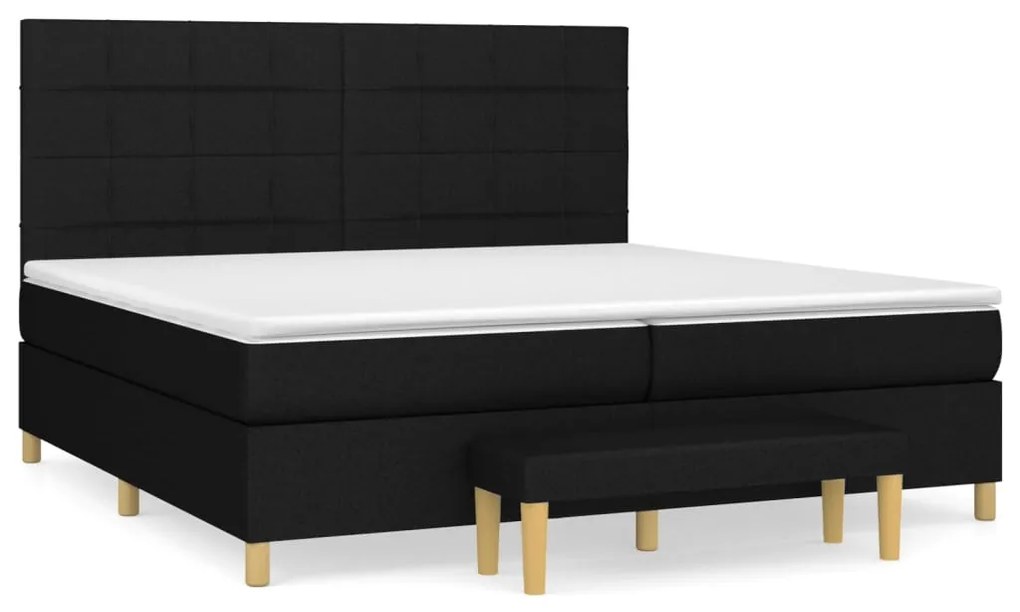 vidaXL Κρεβάτι Boxspring με Στρώμα Μαύρο 200x200 εκ. Υφασμάτινο