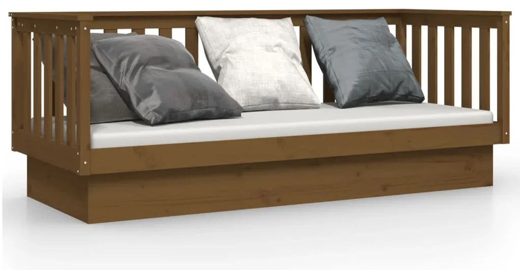 vidaXL Καναπές Κρεβάτι Καφέ Μελί 75x190 εκ. από Μασίφ Ξύλο Πεύκου