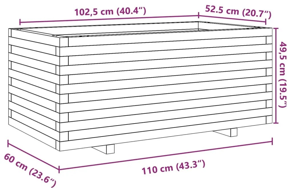 Ζαρντινιέρα Κήπου 110x60x49,5 εκ. από Μασίφ Ξύλο Ψευδοτσούγκας - Καφέ