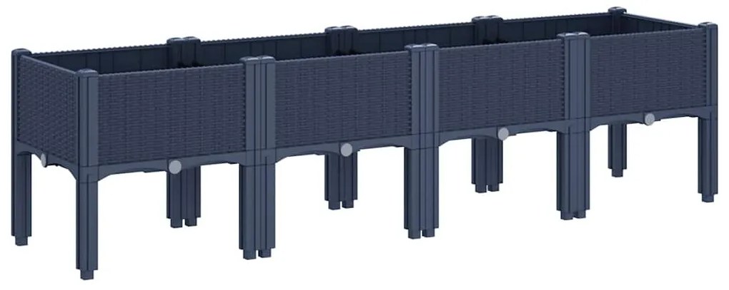 vidaXL Ζαρντινιέρα Κήπου με Πόδια Μπλε Γκρι 160x40x42 εκ. Πολυπροπυλένιο