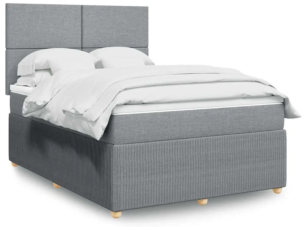 vidaXL Κρεβάτι Boxspring με Στρώμα Ανοιχτό Γκρι 140x190 εκ. Υφασμάτινο