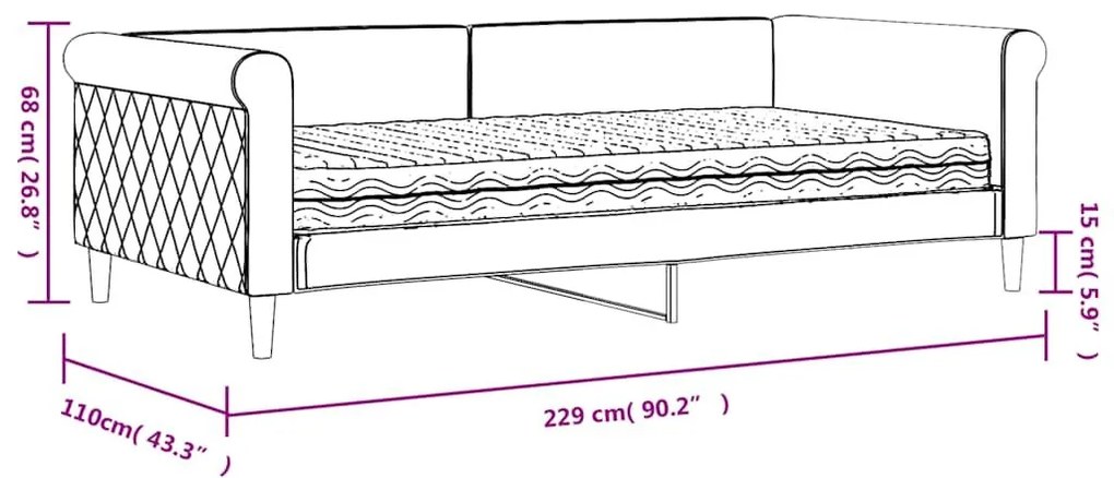 Καναπέ Κρεβάτι με Στρώμα Σκούρο Γκρι 100x200εκ. Βελούδινος - Γκρι