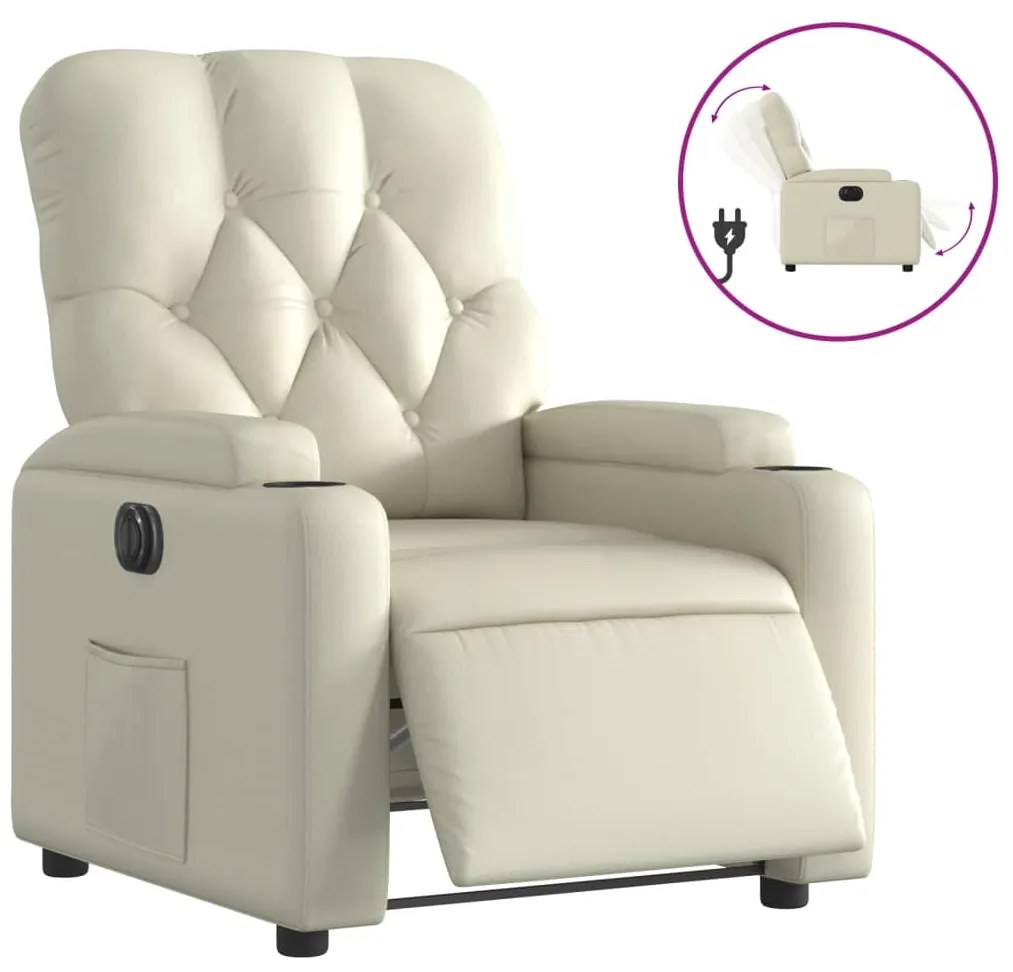 vidaXL Πολυθρόνα Ανακλινόμενη Ηλεκτρική Κρεμ από Συνθετικό Δέρμα