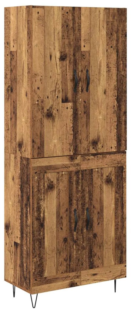 vidaXL Highboard 2 pcs Παλιό ξύλο Μηχανική ξυλεία και γυαλί