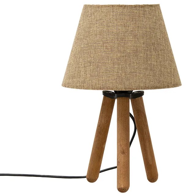 Επιτραπέζιο φωτιστικό PWL-1071 pakoworld Ε27 μπεζ καφέ-καρυδί Φ22x32εκ