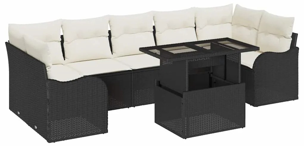 vidaXL Σετ Καναπέ Κήπου με μαξιλάρι με μαξιλάρι 8 pcs Μαύρο Πολυ ράταν