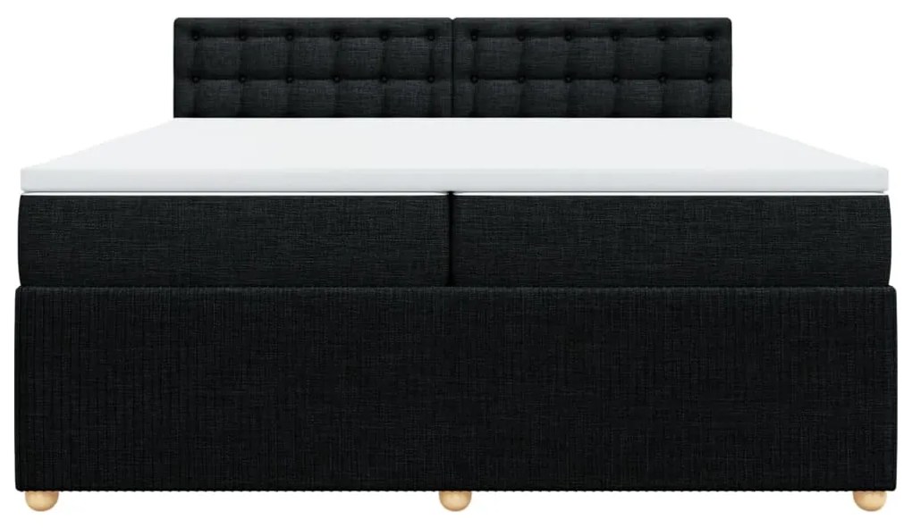 vidaXL Κρεβάτι Boxspring με Στρώμα Μαύρο 200x200 εκ. Υφασμάτινο