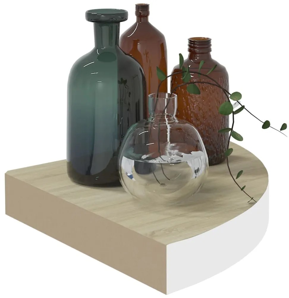 vidaXL Ράφια Τοίχου Γωνιακά 2 τεμ. Δρυς/Λευκό 35x35x3,8 εκ από MDF