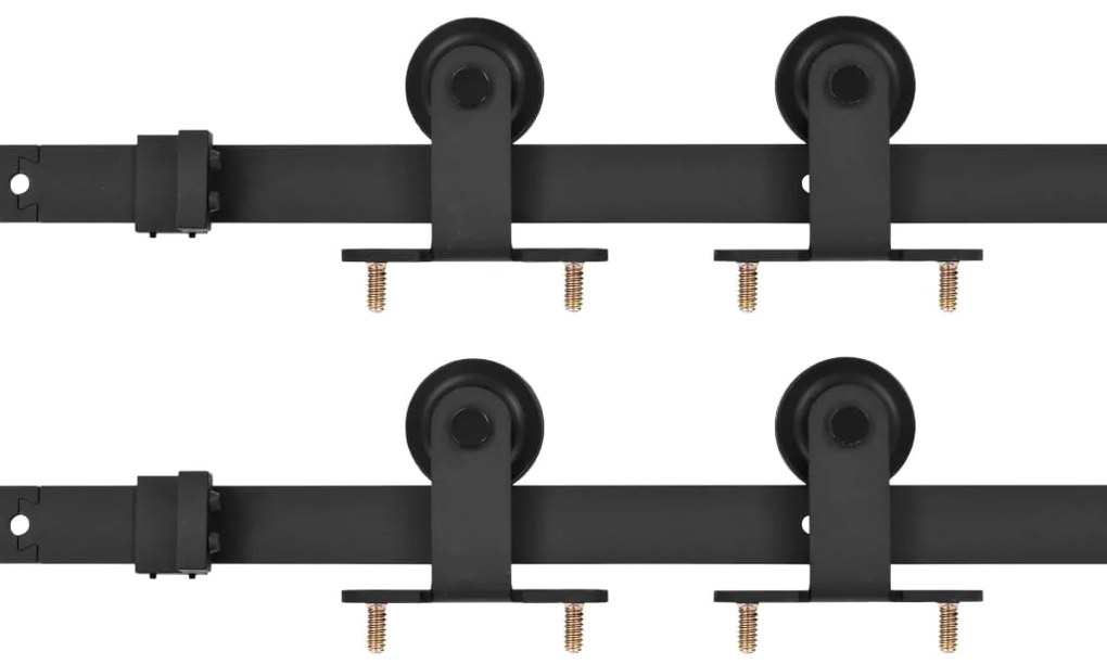 vidaXL Μηχανισμοί Συρόμενης Μεσόπορτας 2 τεμ. Μαύροι 200 εκ. Ατσάλινοι