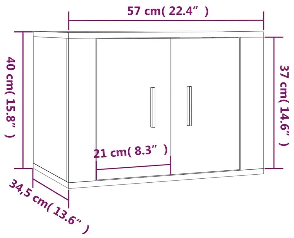 Έπιπλα Τηλεόρασης Επιτοίχια Sonoma Δρυς 57x34,5x40 εκ - Γκρι