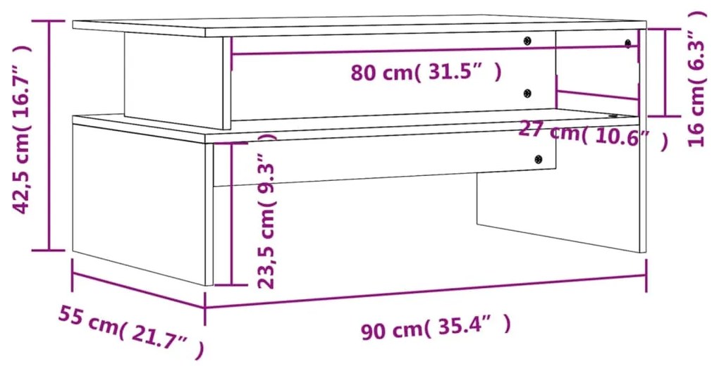 ΤΡΑΠΕΖΑΚΙ ΣΑΛΟΝΙΟΥ ΓΥΑΛ. ΛΕΥΚΟ 90X55X42,5 ΕΚ. ΕΠΕΞΕΡΓ. ΞΥΛΟ 834282