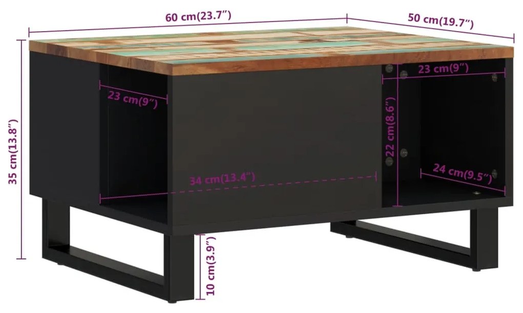 Τραπεζάκι Σαλονιού 60 x 50 x 35 εκ. από Μασίφ Ανακυκλωμένο Ξύλο - Πολύχρωμο