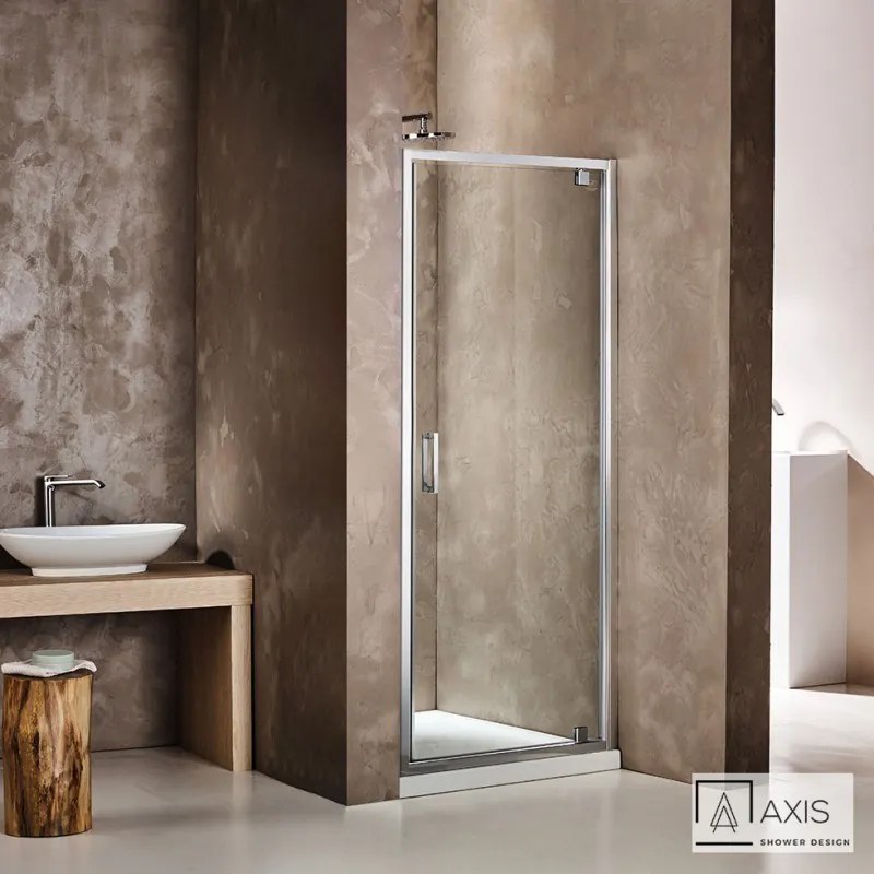 AXIS Pivot Πόρτα Ντουζιέρας με ένα ανοιγόμενο φύλλο CHROME 84-87 Y185εκ &amp; 2 Προφίλ Επέκτασης 3εκ