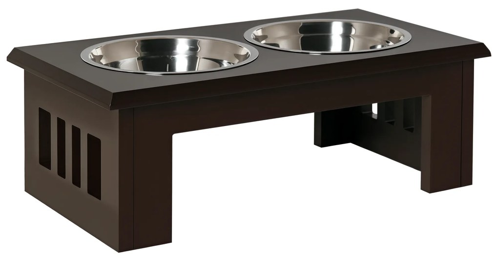 PawHut Σταθμός τροφοδοσίας σκύλου, αντιολισθητικός, 58,4 x 30,5 x 25,4cm, Γκρι, 2L ανά μπολ