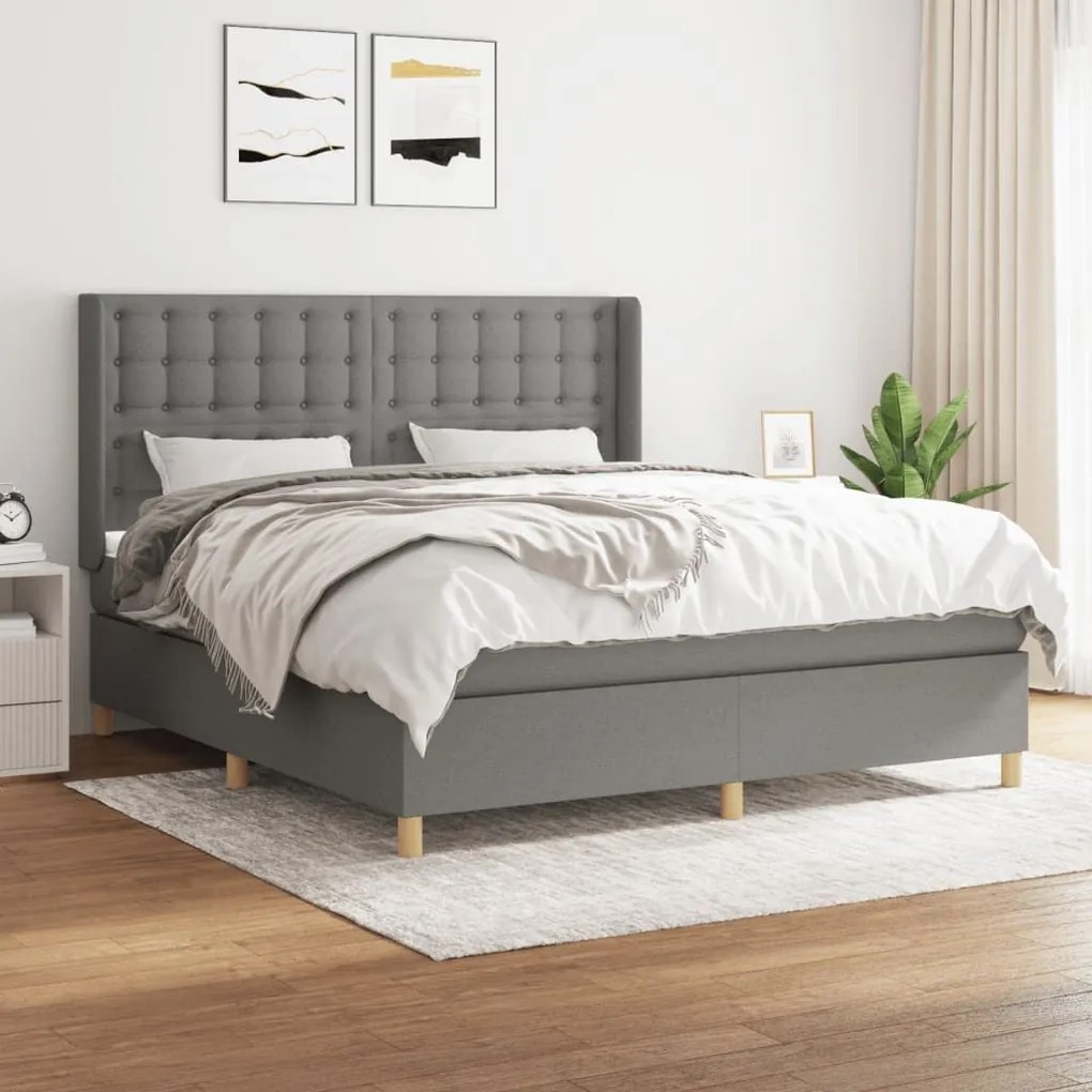 ΚΡΕΒΑΤΙ BOXSPRING ΜΕ ΣΤΡΩΜΑ ΣΚΟΥΡΟ ΓΚΡΙ 180X200 ΕΚ ΥΦΑΣΜΑΤΙΝ 3132330