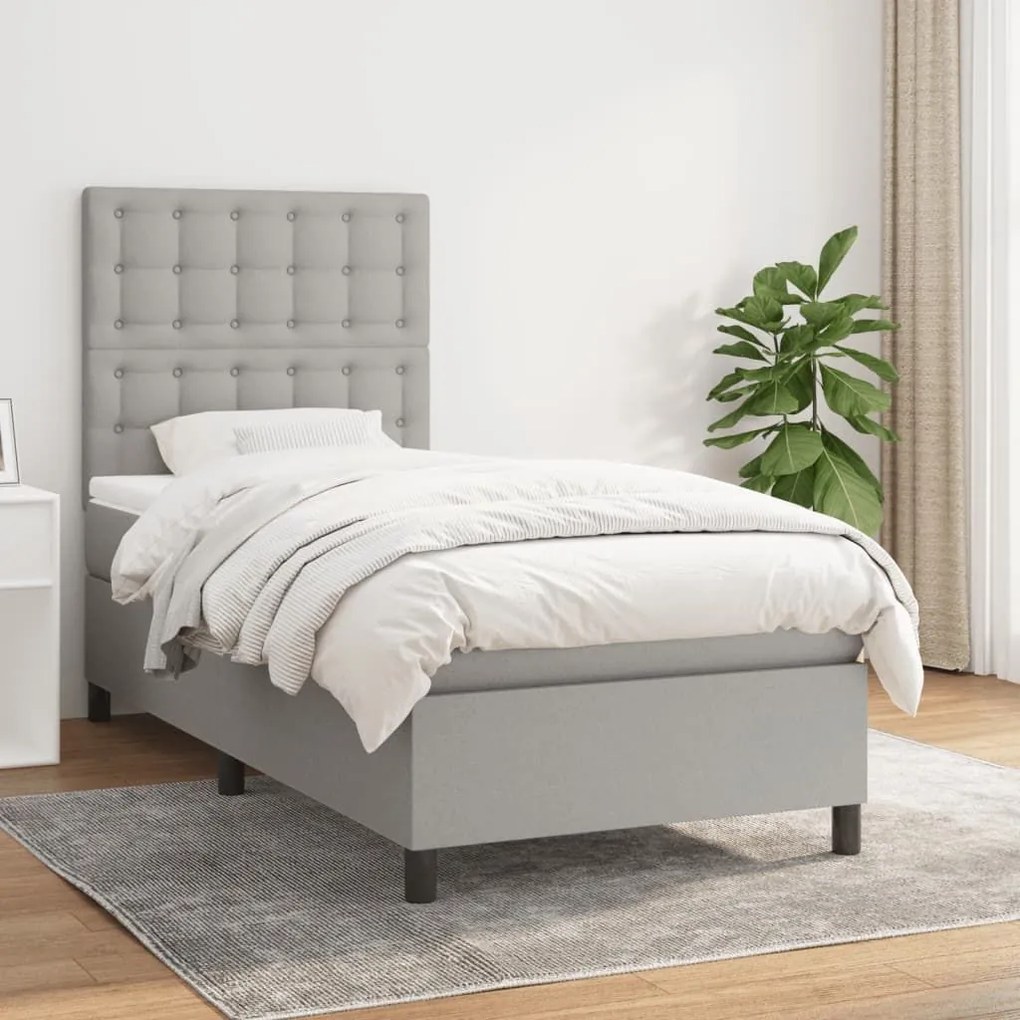 ΚΡΕΒΑΤΙ BOXSPRING ΜΕ ΣΤΡΩΜΑ ΑΝΟΙΧΤΟ ΓΚΡΙ 90X190 ΕΚ. ΥΦΑΣΜΑΤΙΝΟ 3142057