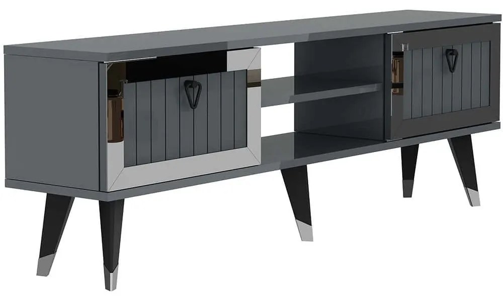 Έπιπλο Τηλεόρασης Lidya 475OLV2918 150x30x45,6cm Anthracite-Silver
