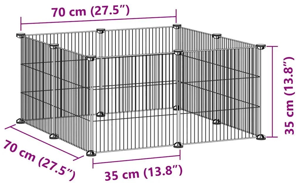 vidaXL Κλουβί Κατοικίδιων 8 Πάνελ Μαύρο Ατσάλινο 35x35 εκ.