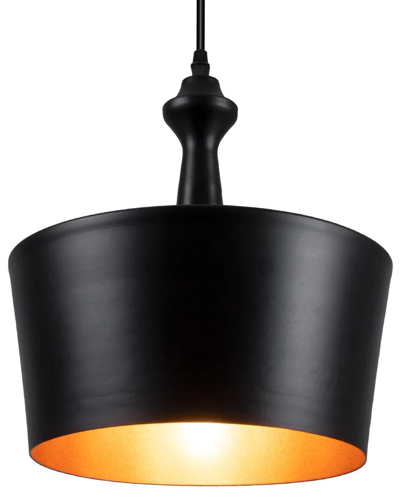GloboStar® ROCKFORD 01287-A Μοντέρνο Κρεμαστό Φωτιστικό Οροφής Μονόφωτο 1 x E27 Μαύρο Μεταλλικό Καμπάνα Φ30 x Υ30cm