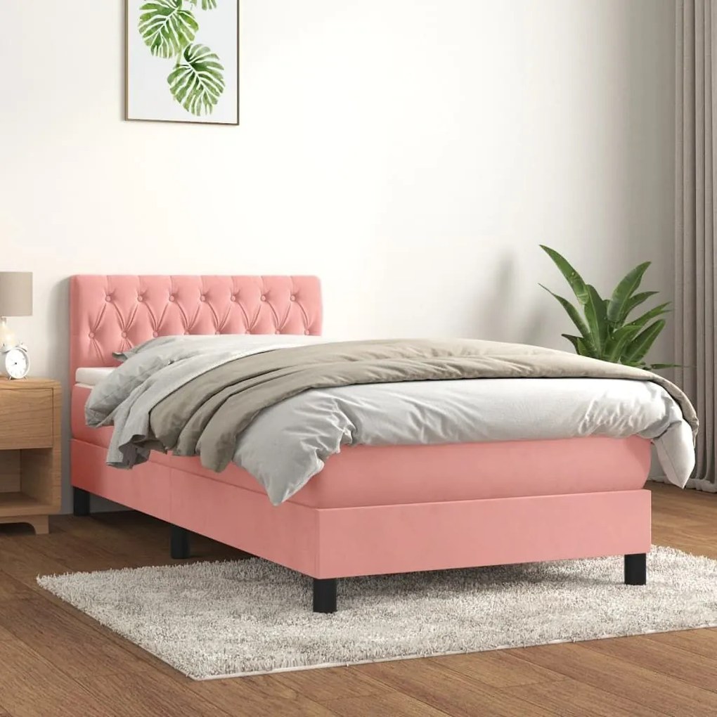 ΚΡΕΒΑΤΙ BOXSPRING ΜΕ ΣΤΡΩΜΑ ΡΟΖ 90X200 ΕΚ. ΒΕΛΟΥΔΙΝΟ 3141466