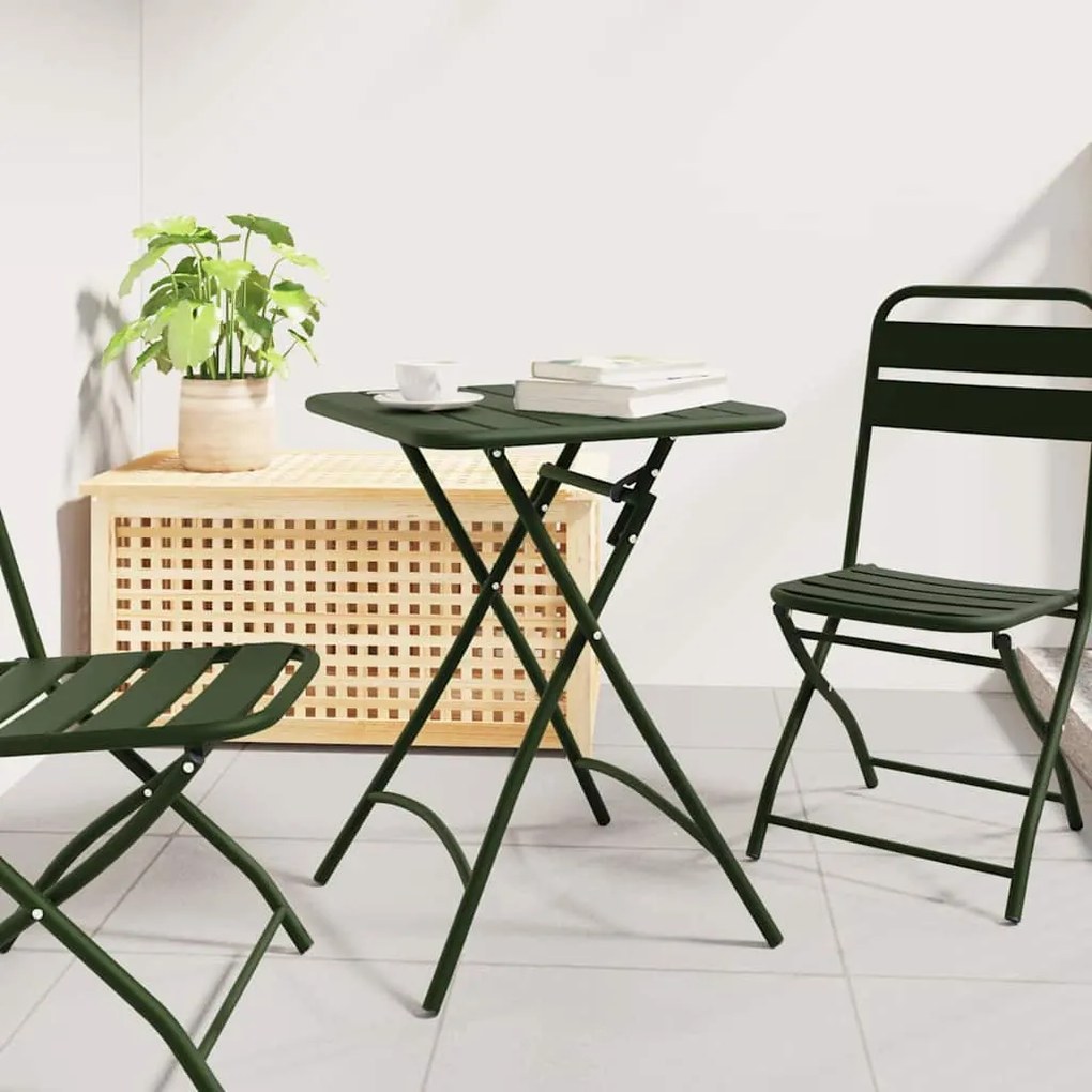 vidaXL Τραπέζι Κήπου Σκούρο πράσινο 55 x 55 x 73 εκ Ατσάλι με Πούδρα