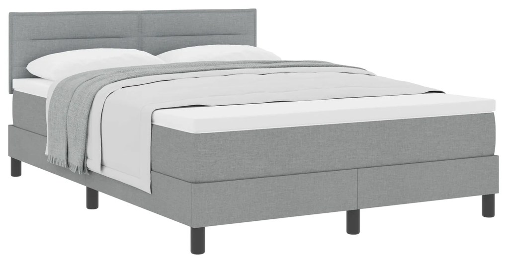 vidaXL Κρεβάτι Box Spring με Στρώμα Ανοιχτό Γκρι 140x190 εκ. Ύφασμα