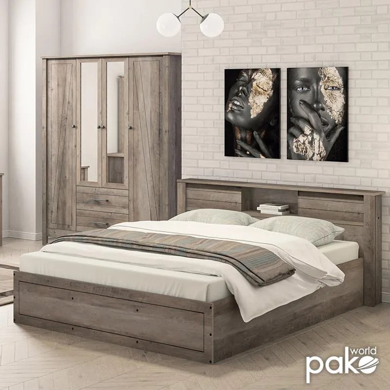 Κρεβάτι διπλό Tara rustic oak 160x200εκ