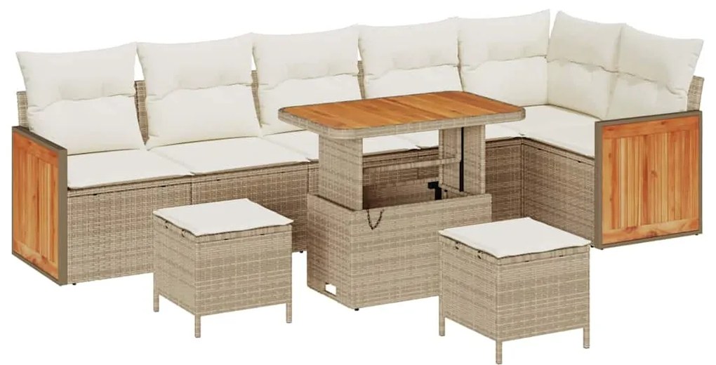 vidaXL Σετ Καναπέ Κήπου 9 pcs Μπεζ, Κρέμα 90 x 55 x 71 cm
