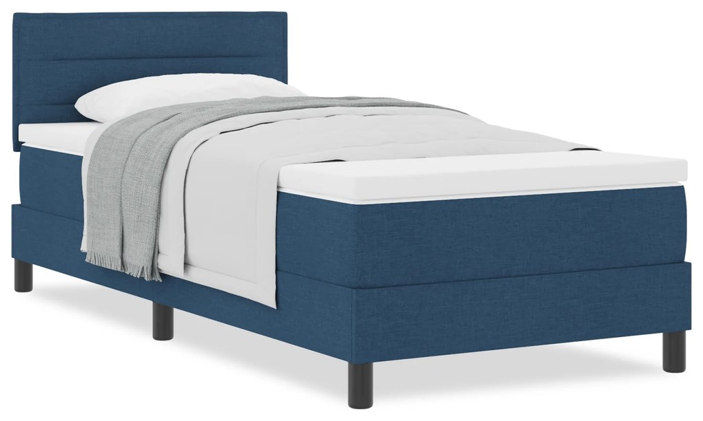 vidaXL Κρεβάτι Box Spring με Στρώμα Μπλε 90x190 εκ. Υφάσματος