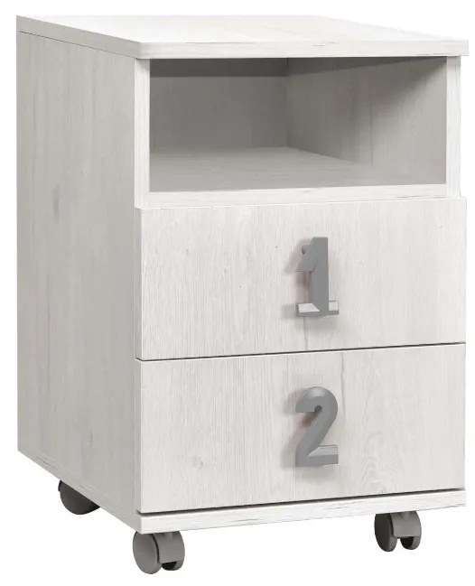 MATIS Κομοδίνο Numero 2F άσπρος δρυς/ γκρι 40x42x60 MATIS585653