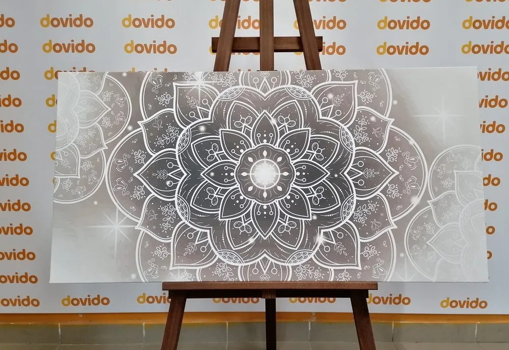 Εικόνα ανατολίτικο Mandala σε μαύρο & άσπρο - 120x60