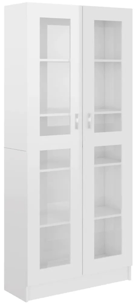 vidaXL Βιτρίνα Γυαλιστερό Λευκό 82,5 x 30,5 x 185,5 εκ. Επεξ. Ξύλο