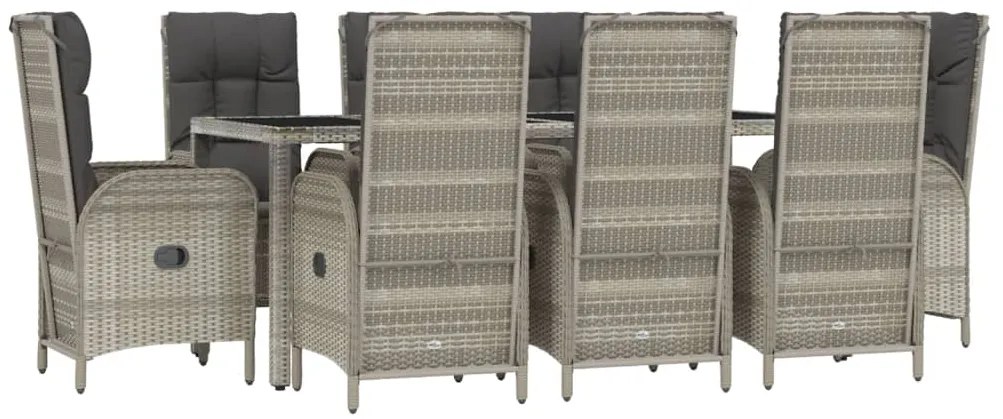 vidaXL Σετ Τραπεζαρίας Κήπου 9 τεμ. Γκρι Συνθ. Ρατάν με Μαξιλάρια