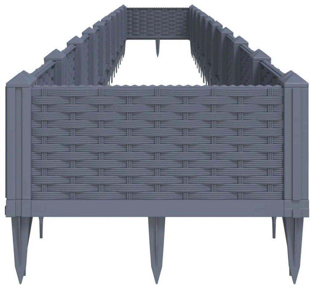 vidaXL Ζαρντινιέρα με Πασσάλους Μπλε Γκρι 362,5x42,5x28,5εκ. Πολυπροπυλένιο