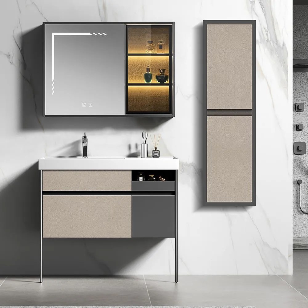 Σετ Επίπλου Mπάνιου ELITE 100 Plywood Smoke Grey 100x50x170 εκ.