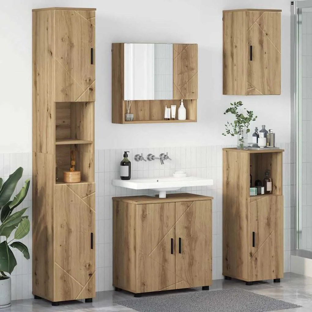 vidaXL Σετ Επίπλων Μπάνιου Επιτοίχιο με αποθήκευση 5 pcs Artisan Oak