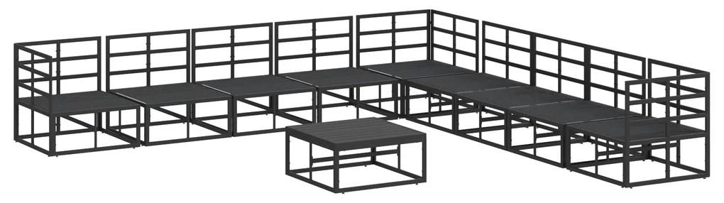 vidaXL Σετ Καναπέ Κήπου 10 pcs Μαύρο 70 x 70 x 32 εκ Αλουμίνιο