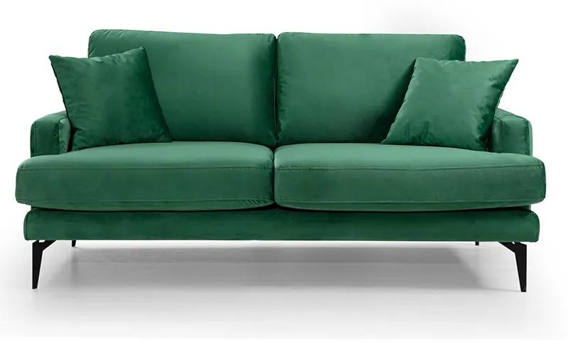 Καναπές 2θέσιος Fortune βελούδο πράσινο-μαύρο 175x90x88εκ Υλικό: FABRIC - METAL - WOOD 071-001182