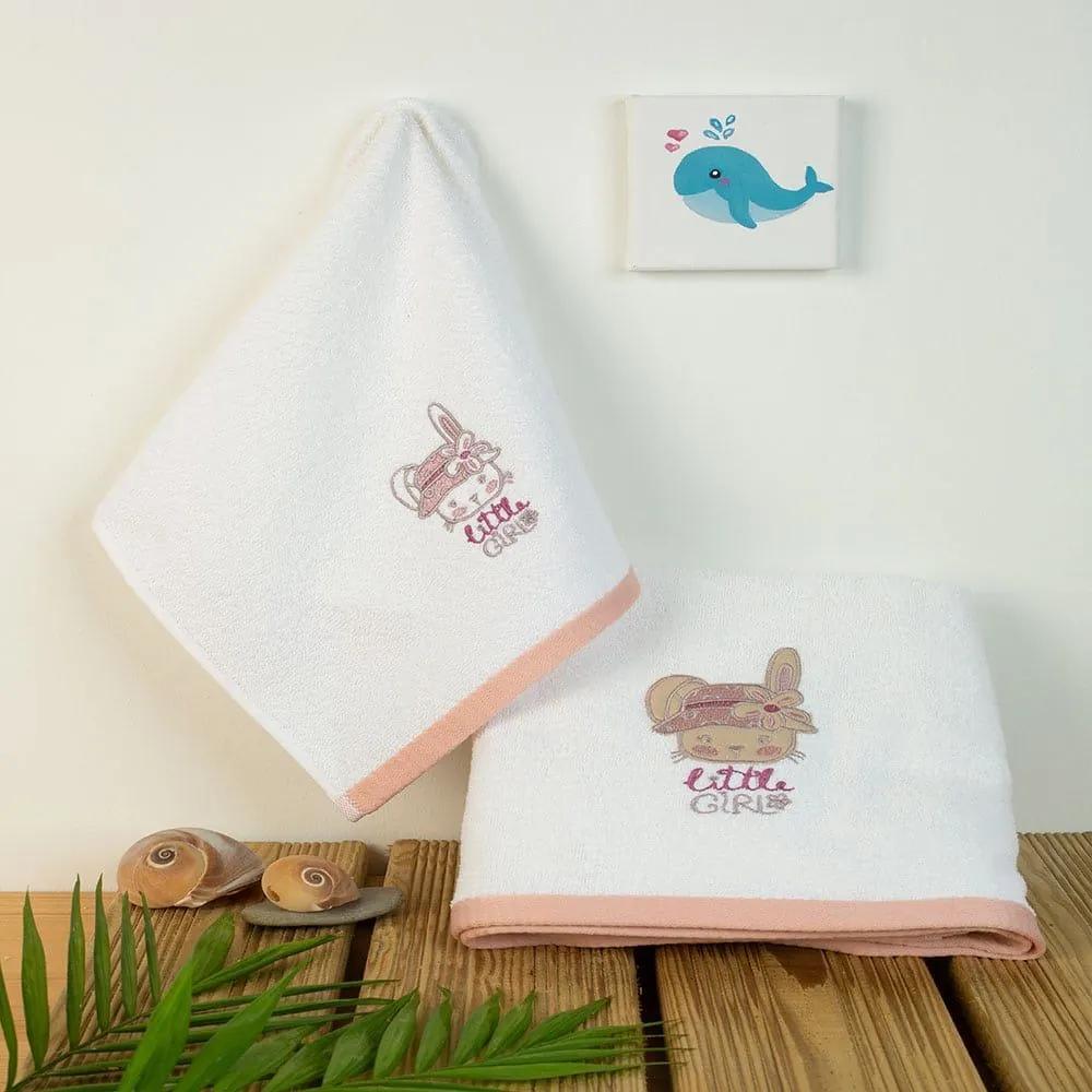 Πετσέτες Βρεφικές Με Κέντημα Rabbit Girl 147 (Σετ 2τμχ) White DimCol Σετ Πετσέτες 70x140cm 100% Βαμβάκι
