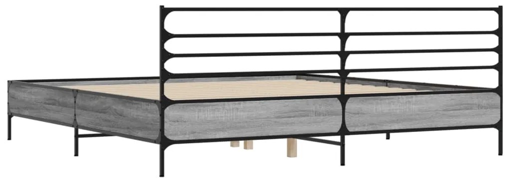 vidaXL Πλαίσιο Κρεβατιού Γκρι Sonoma 180x200 εκ. Επεξ. Ξύλο & Μέταλλο