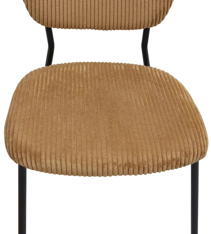 Καρέκλα τραπεζαρίας Kevin Megapap μουσταρδί ύφασμα - μεταλλικό μαύρο πόδι 48x51x87εκ.