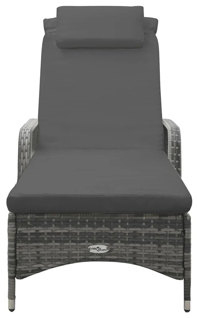 vidaXL Ξαπλώστρα Ανθρακί από Συνθετικό Ρατάν με Ρόδες