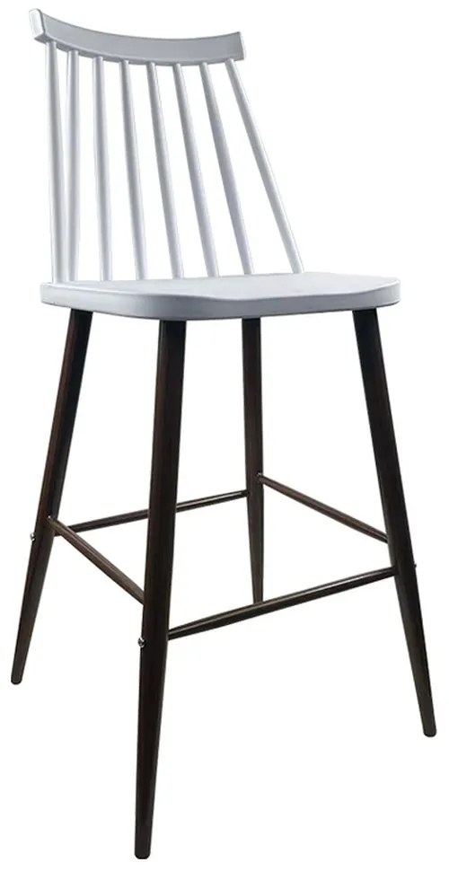 Σκαμπό Bar ArteLibre MARANTA Λευκό/Καρυδί PP/Μέταλλο 45x46x97cm