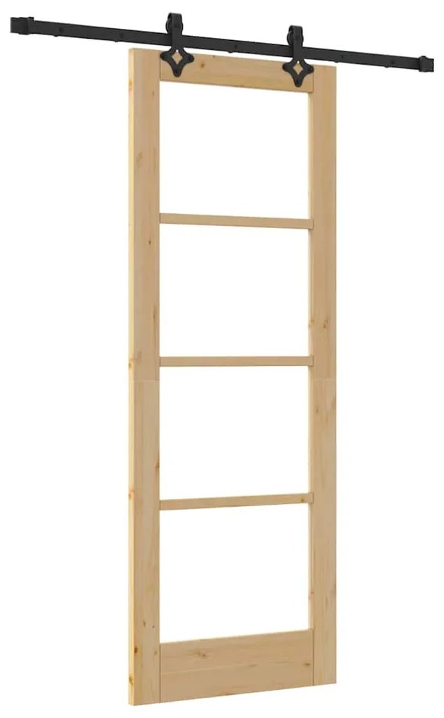 vidaXL Συρόμενη Πόρτα Καφέ 73.5 x 198.5 εκ. Ξύλο και μέταλλο