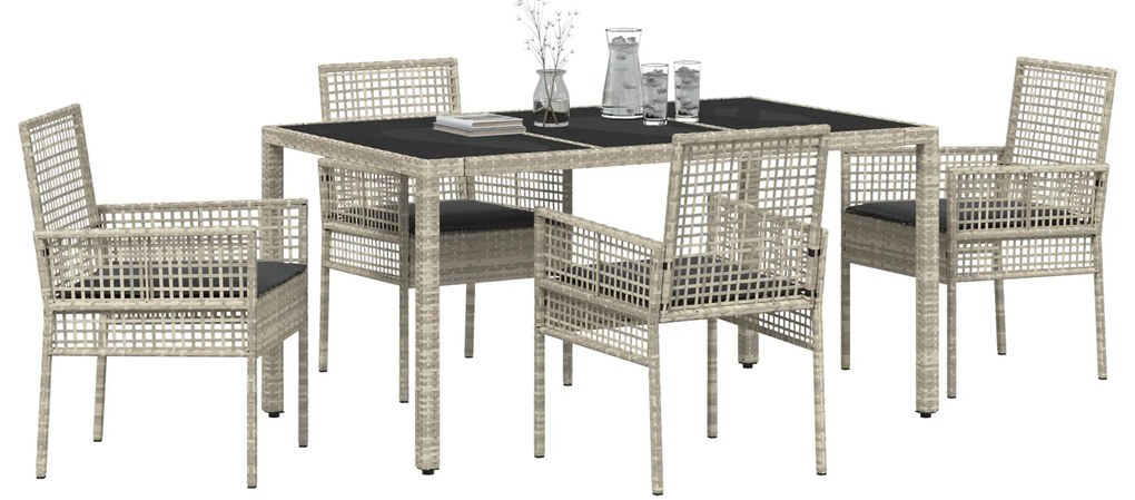 vidaXL Σέτ φαγητού για κήπο 5 pcs Ανοιχτό γκρι 150 x 90 x 75 cm