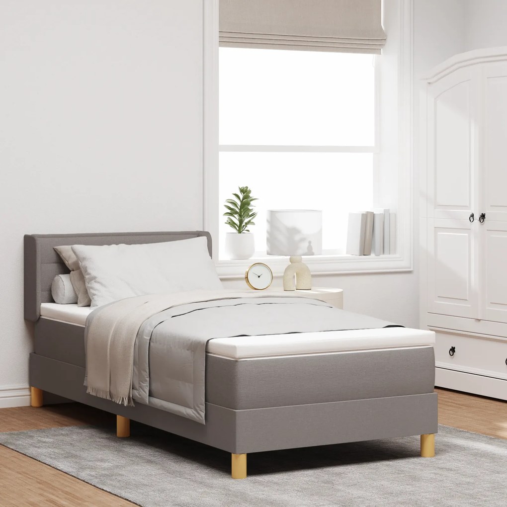 vidaXL Κρεβάτι Box Spring με Στρώμα σε Ταούπ, 90x200 εκ, Ύφασμα
