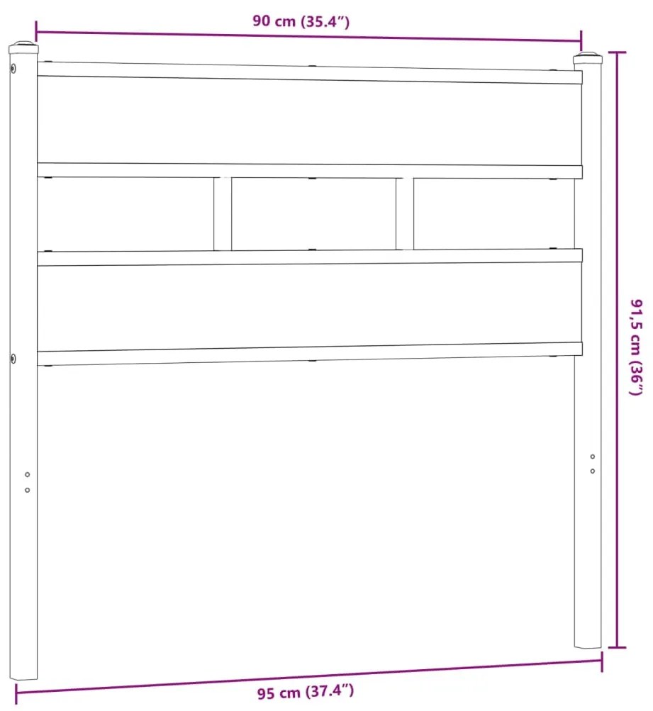vidaXL Κεφαλάρι Sonoma Δρυς 90 εκ. Σιδερένιο/Επεξεργασμένο Ξύλο