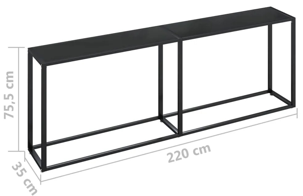 Τραπέζι Κονσόλα Μαύρο 220 x 35 x 75,5 εκ. από Ψημένο Γυαλί - Μαύρο